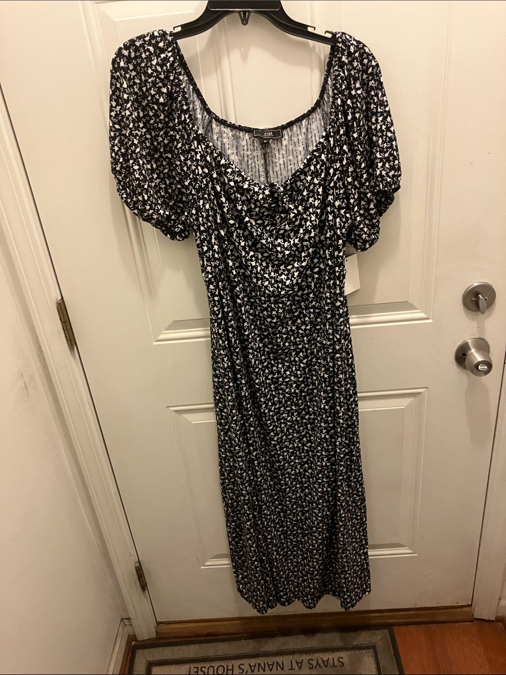 Blk/wFloral Midi Dress